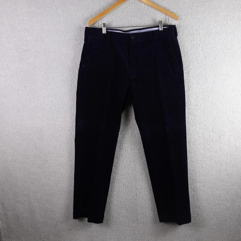 Polo Ralph Lauren Mens Classic Fit Navy Blue Corduroy Pants 35x32 Stretch Cotton